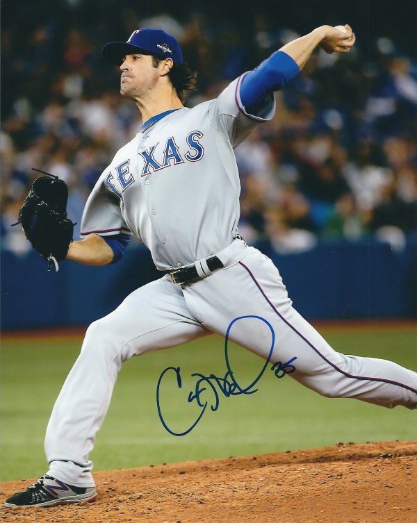 AUTOGRAPHED COLE HAMELS 8X10 Texas Rangers Photo