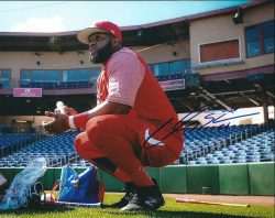 AUTOGRAPHED CARLOS SANTANA 8X10 Philadelphia Phillies Photo