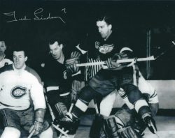 Autographed TED LINDSAY 8X10 Detroit Red Wings Photo