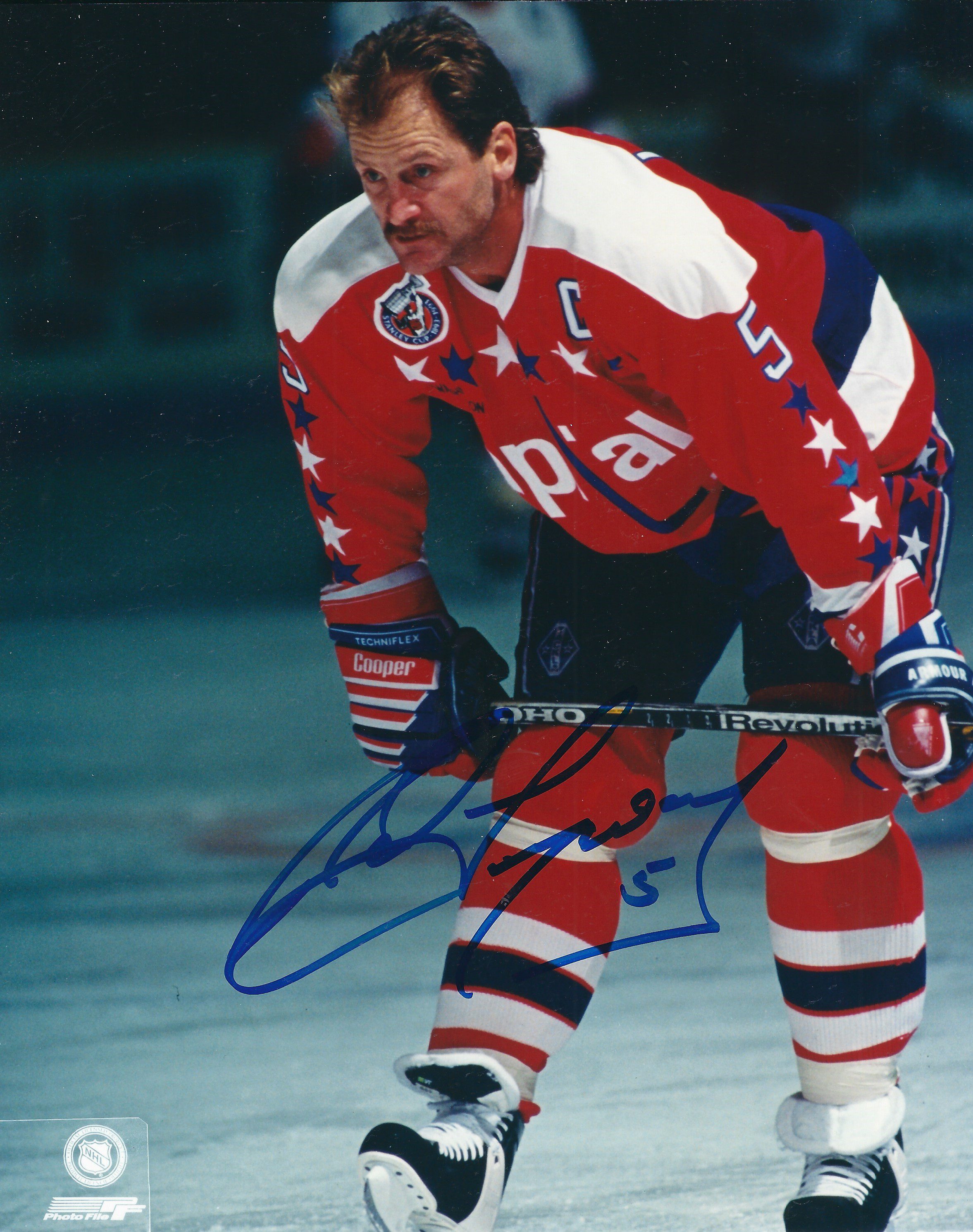 Rod Langway Autographed 8x10 Washington Capitals Caps Red Jersey