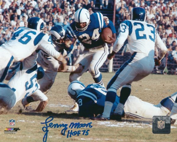 Autographed LENNY MOORE 8X10 Baltimore Colts photo