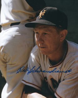 Autographed RED SCHOENDIENST 8X10 NEW YORK GIANTS photo