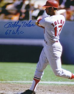 AUTOGRAPHED BOBBY TOLAN 8X10 St. Louis Cardinals photo