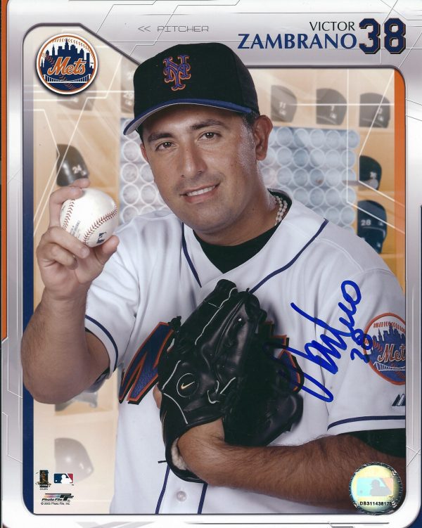 AUTOGRAPHED VICTOR ZAMBRANO 8X10 New York Mets photo