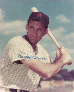 AUTOGRAPHED MICKEY VERNON 8X10 Washington Senators Photo