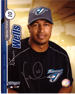 SIGNED photo VERNON WELLS #2 Toronto Blue Jays