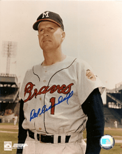 AUTOGRAPHED DEL CRANDALL 8x10 Milwaukee Braves Photo