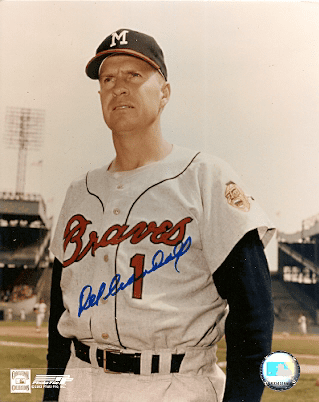 AUTOGRAPHED DEL CRANDALL 8x10 Milwaukee Braves Photo - Main Line Autographs