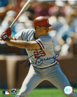 AUTOGRAPHED TOM BRUNANSKY 8x10 St. Louis Cardinals photo