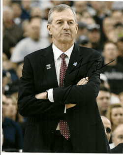 Autographed JIM CALHOUN 8x10 UCON HUSKIES photo