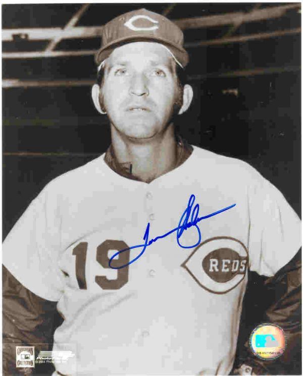 AUTOGRAPHED TOMMY HELMS 8x10 Cincinnati Reds Photo
