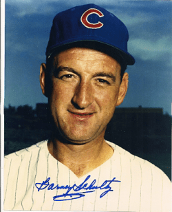 AUTOGRAPHED  BARNEY SCHULTZ - Chicago Cubs photo