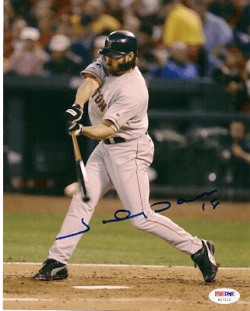 AUTOGRAPHED JOHNNY DAMON 8X10 Boston Red Sox photo