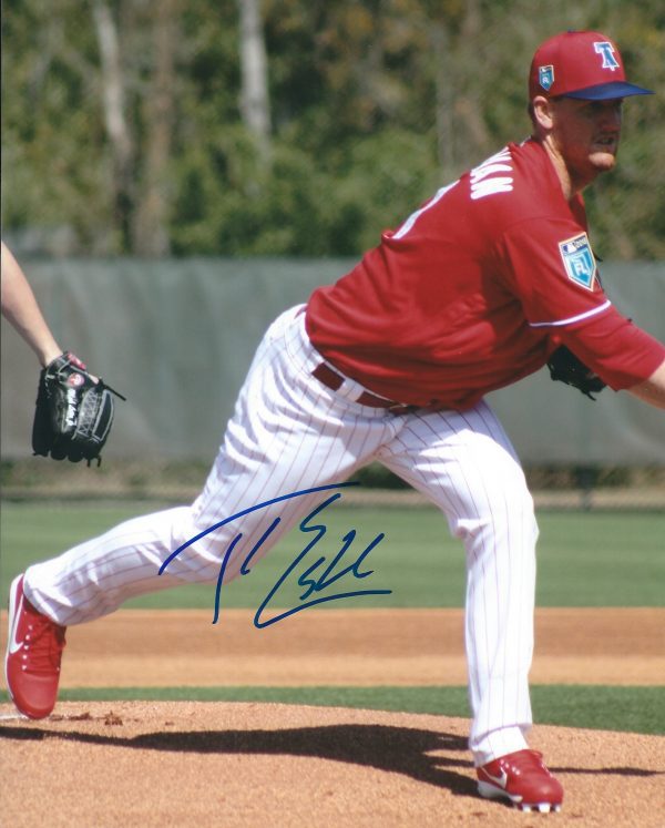 AUTOGRAPHED THOMAS ESHELMAN 8X10 Philadelphia Phillies Photo