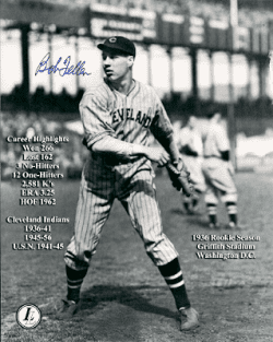 Autographed HOF'R BOB FELLER - Cleveland Indians Photo
