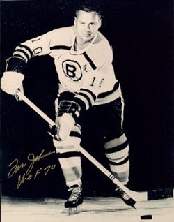 Autographed TOM JOHNSON Boston Bruins  Photo