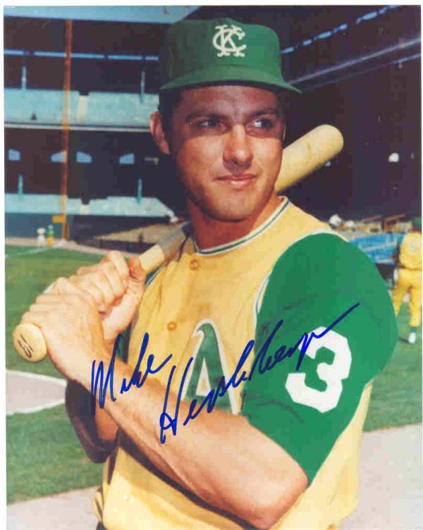 SIGNED photo MIKE HERSHBERGER Kansas City A's