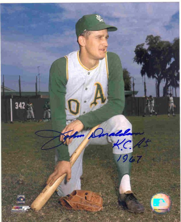 Autographed JOHN DONALDSON 8x10 Kansas City A's Photo