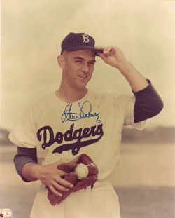 AUTOGRAPHED CLEM LABINE 8x10 Brooklyn Dodgers photo