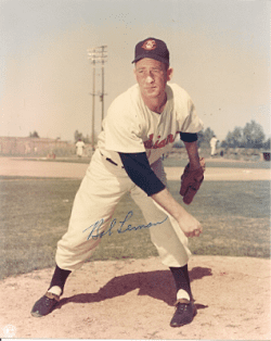 Autographed HOF'R BOB LEMON - Cleveland Indians Photo