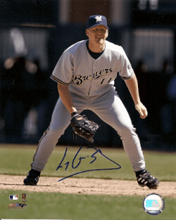 AUTOGRAPHED  photo LYLE OVERBAY  Milwaukee Brewers