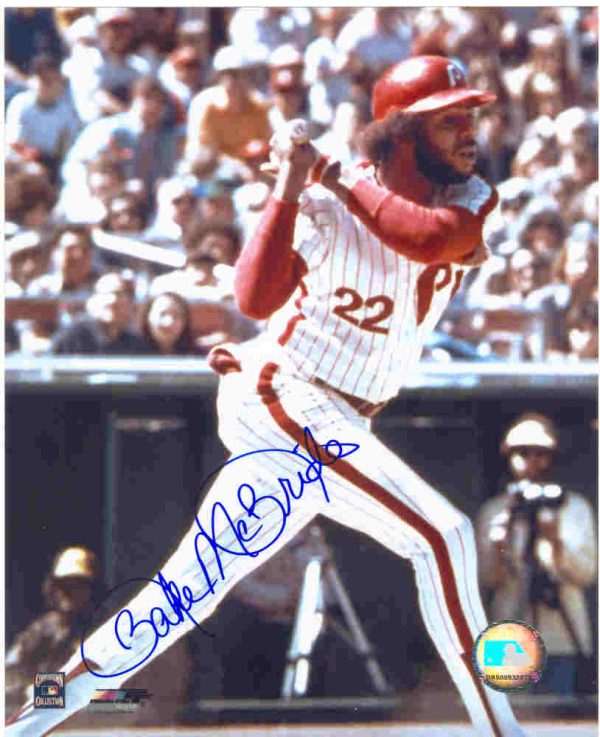 AUTOGRAPHED BAKE McBRIDE 8x10 Philadelphia Phillies Photo