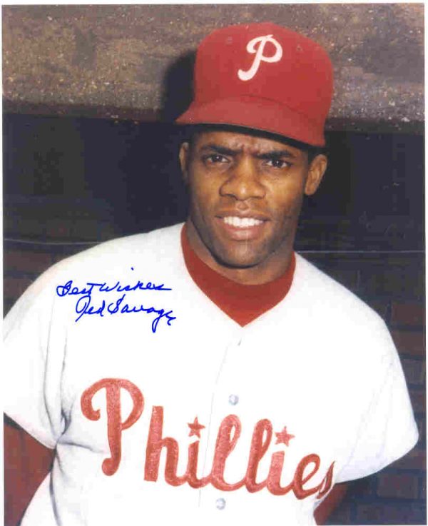 AUTOGRAPHED TED SAVAGE 8x10 Philadelphia Phillies Photo