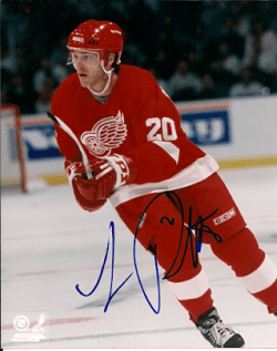 BRETT HULL SIGNED 8X10 PHOTO DETROIT RED WINGS JSA INSC