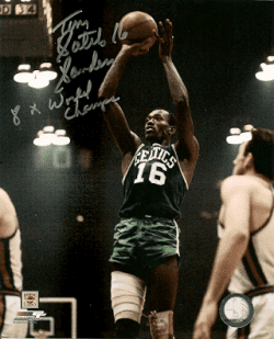 AUTOGRAPHED TOM SATCH SANDERS 8x10 Boston Celtics photo