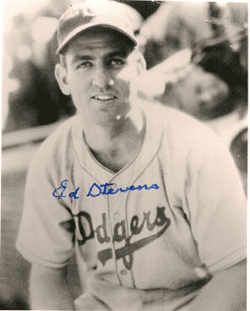 AUTOGRAPHED ED STEVENS 8x10 Brooklyn Dodgers photo