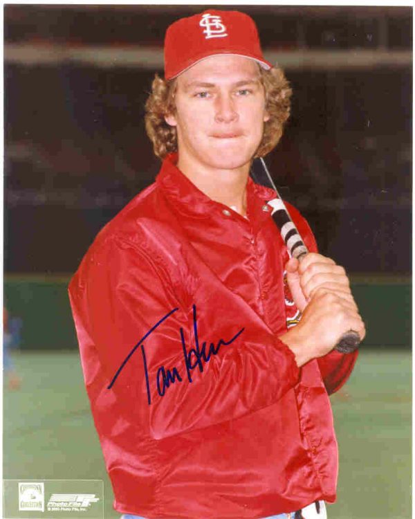 AUTOGRAPHED TOM HERR 8X10 St. Louis Cardinals Photo