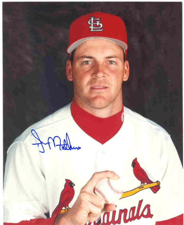 AUTOGRAPHED T.J.  MATHEWS 8X10 St. Louis Cardinals Photo