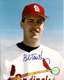 AUTOGRAPHED BOB TEWKSBURY 8x10 St. Louis Cardinals photo