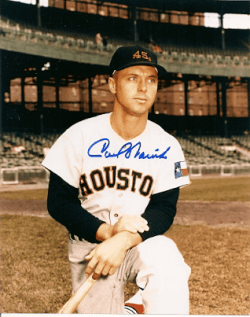 AUTOGRAPHED  CARL WARWICK 8x10 Houston Colt 45's Photo