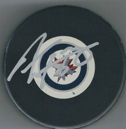 Autographed ADAM LOWRY Winnipeg Jets Hockey Puck