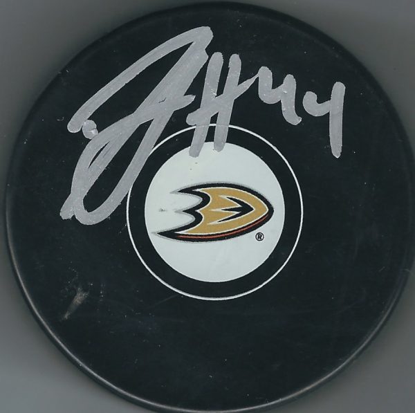 Autographed MICHAEL DEL ZOTTO Anaheim Ducks Hockey Puck