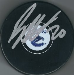 Autographed BRANDON SUTTER Vancouver Canucks Hockey Puck