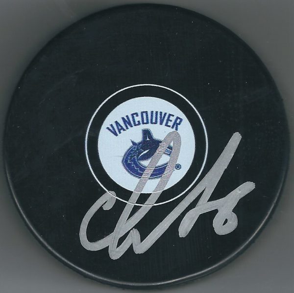 Autographed CHRISTOPHER TANEV Vancouver Canucks Hockey Puck