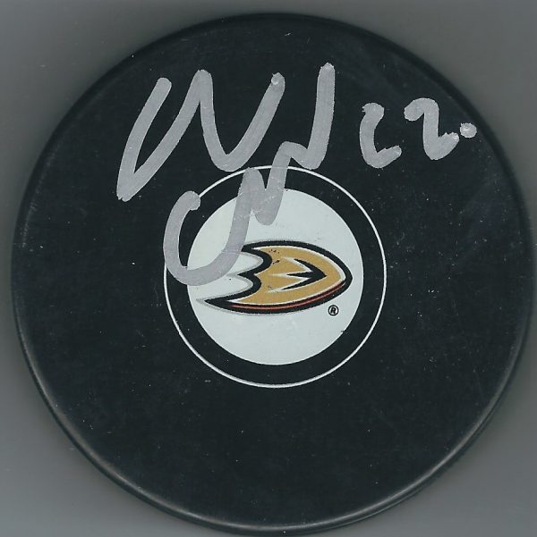 Autographed ADAM CRACKNELL Anaheim Ducks Hockey Puck