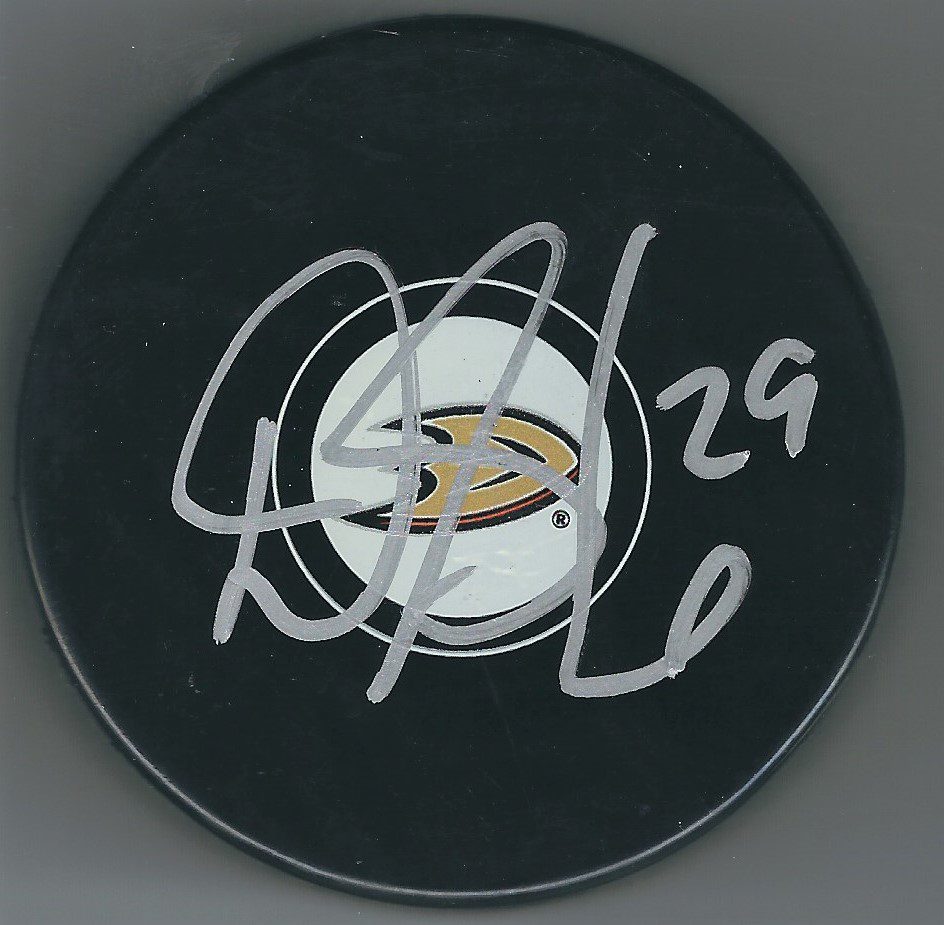 Autographed DEVIN SHORE Anaheim Ducks Hockey Puck - Main Line Autographs