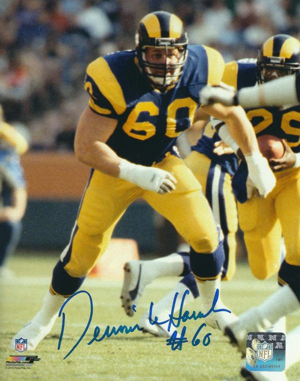AUTOGRAPHED DENNIS HARRAH 8X10 Los Angeles Rams Photo
