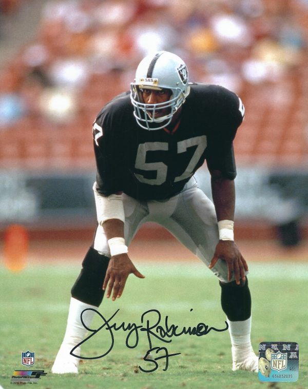Autographed JERRY ROBINSON 8x10 Oakland Raiders photo