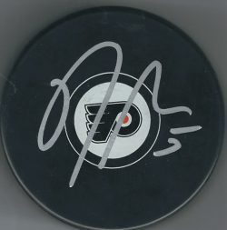 Autographed  SAM MORIN Philadelphia Flyers Hockey Puck