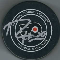 Autographed RYAN HARTMAN Philadelphia Flyers Game Hockey Puck