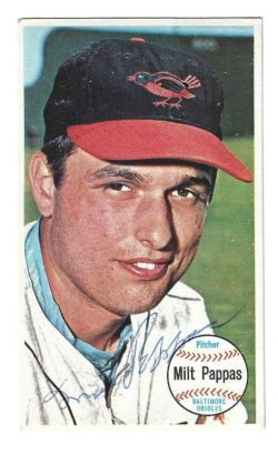 Autographed MILT PAPPAS Baltimore Orioles 1964 Topps Giant Card