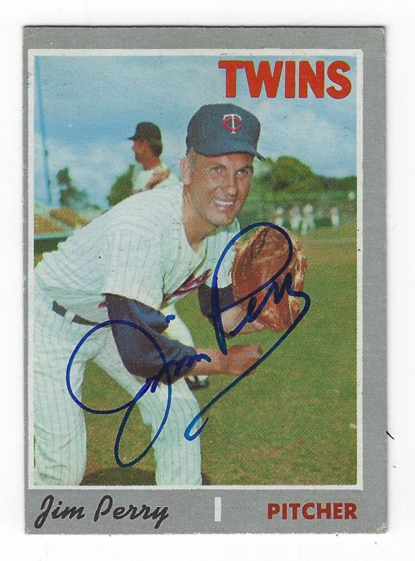 Autographed JIM PERRY Minnesota Twins 1970 Topps Card