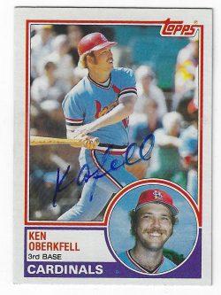 Autographed KEN OBERKFELL 1983 Topps card