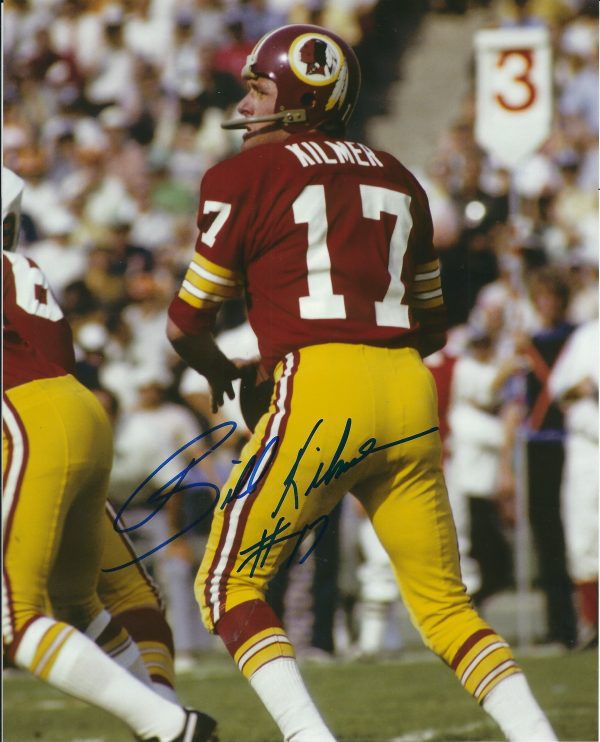 Autographed BILLY KILMER  8x10 Washington Redskins Photo