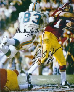 Autographed VERN DEN HERDER Miami Dolphins and BILLY KILMER Washington Redskins 8X10 Photo