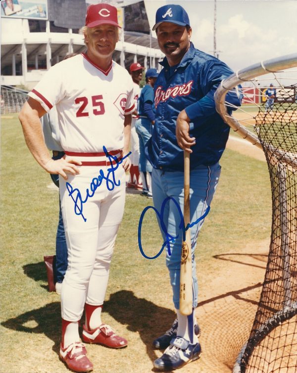AUTOGRAPHED BUDDY BELL Reds & CHRIS CHAMBLISS Braves 8X10 photo